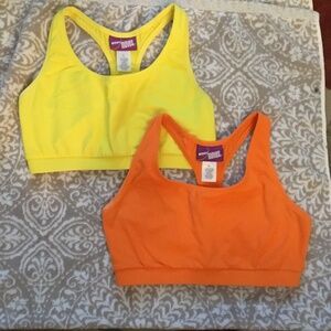 2 ~ BODY MOVES SPORTS BRAS ~ Orange & Yellow ~ Size Large